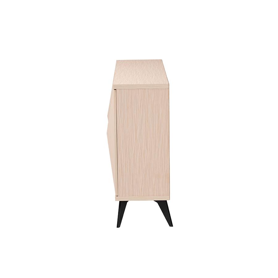 Modern Two-Tone Light Brown and Black Wood 4-Door Sideboard Buffet. Picture 4