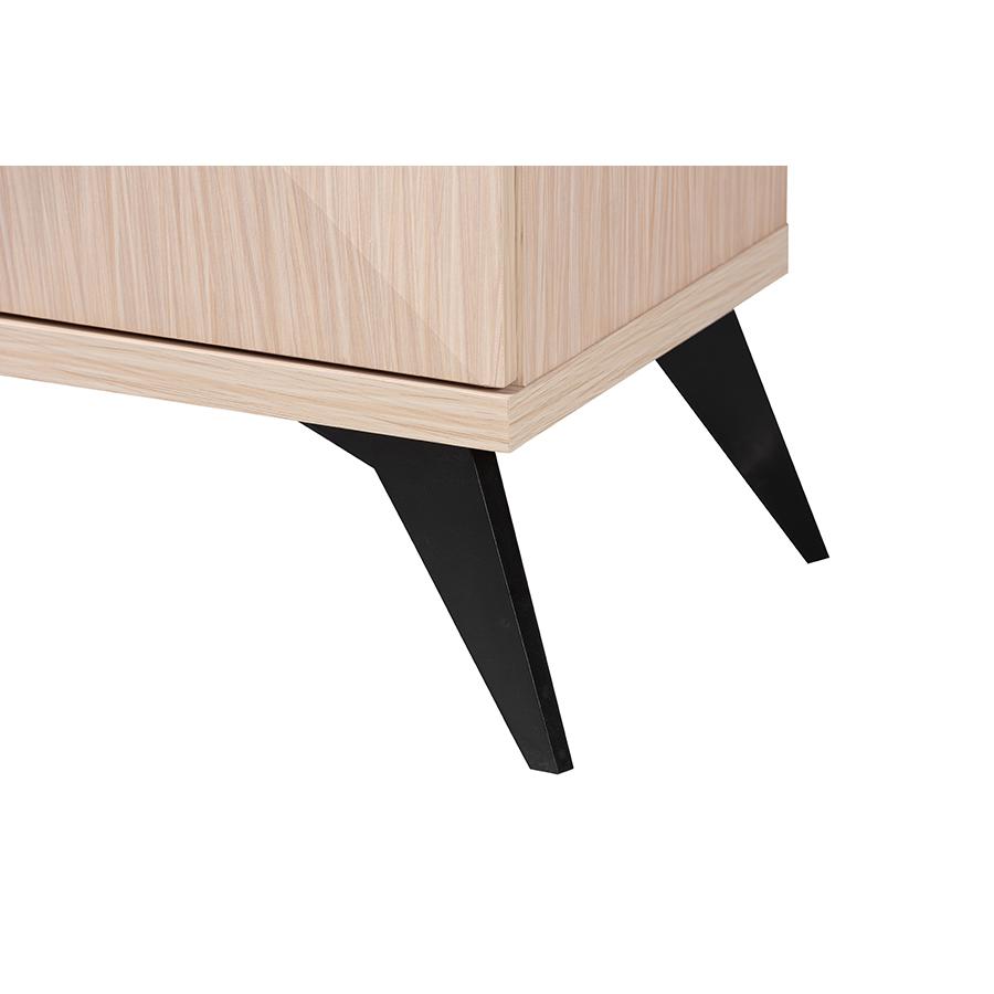 Modern Two-Tone Light Brown and Black Wood 4-Door Sideboard Buffet. Picture 5
