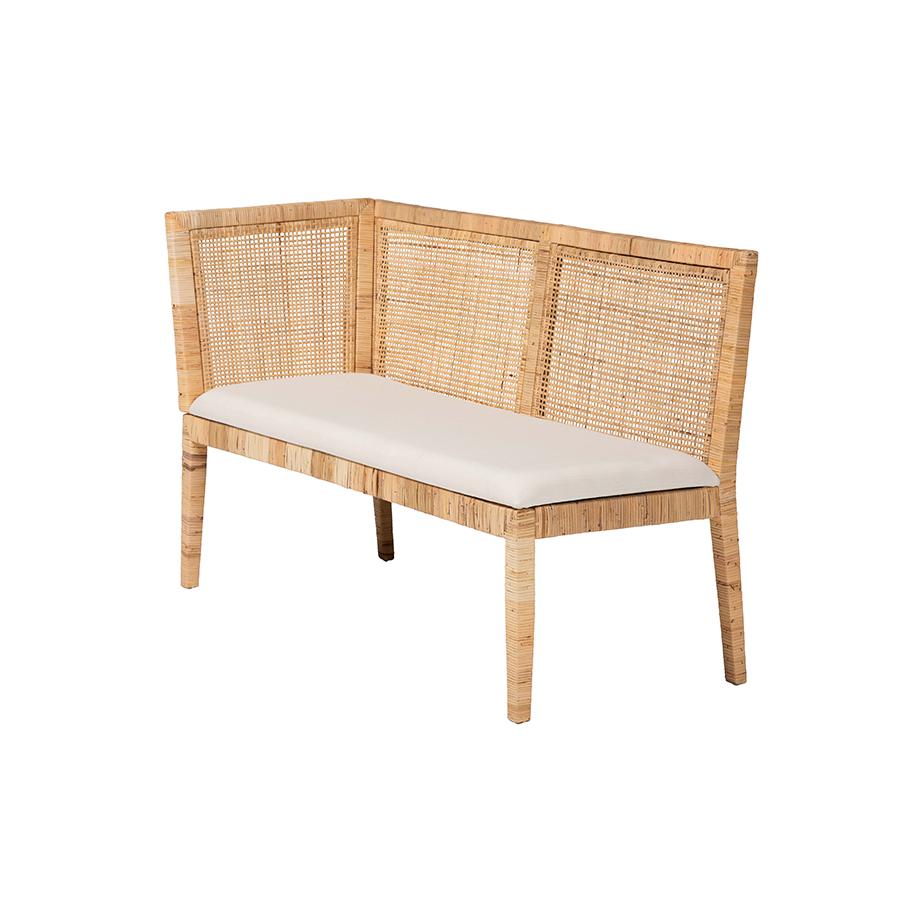 Kalimantan Bohemian Light Honey Rattan 2-Piece Banquette Set. Picture 3