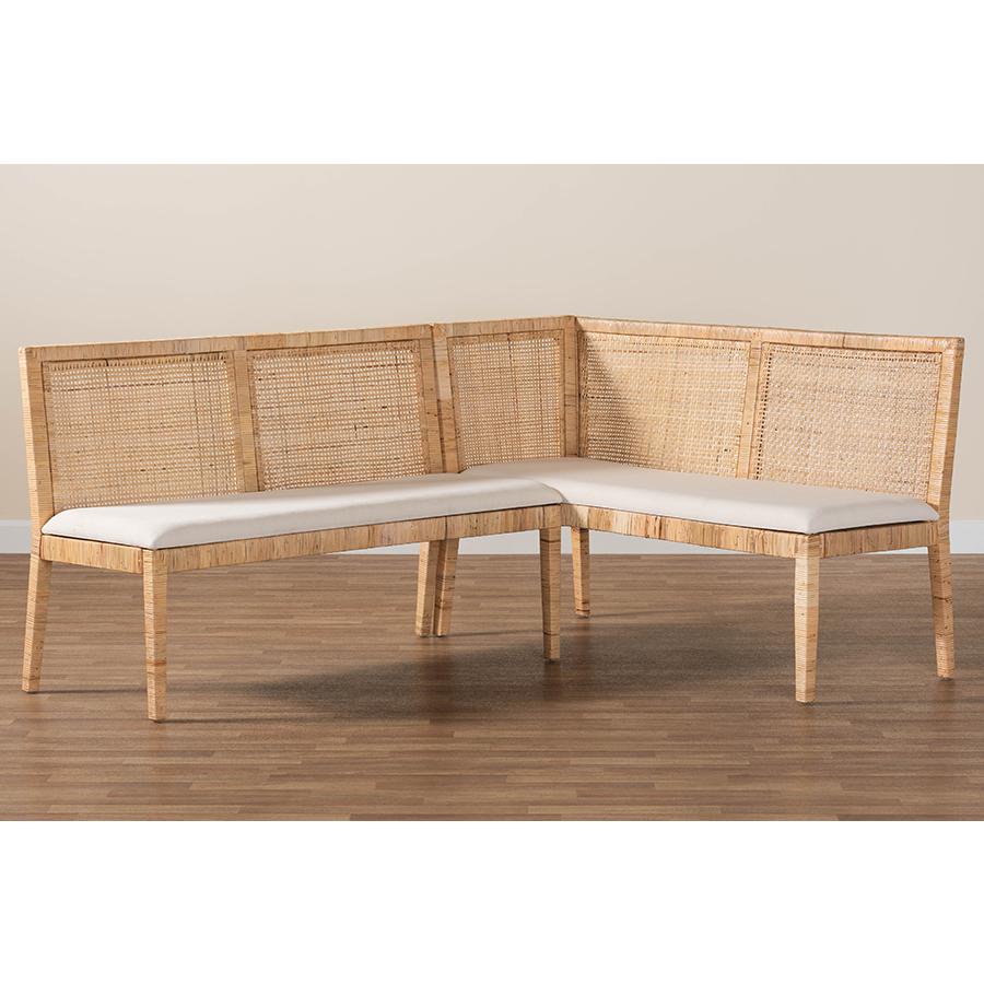 Kalimantan Bohemian Light Honey Rattan 2-Piece Banquette Set. Picture 8