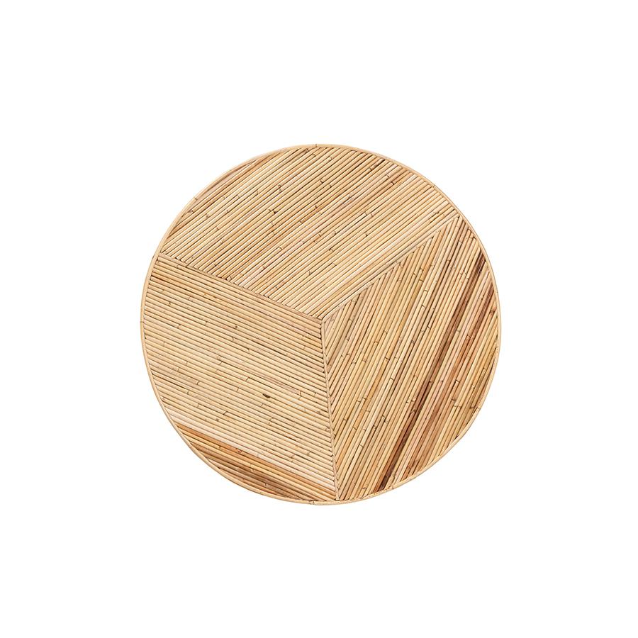 Bella Modern Bohemian Natural Rattan and Mahogany Wood Coffee Table. Picture 4