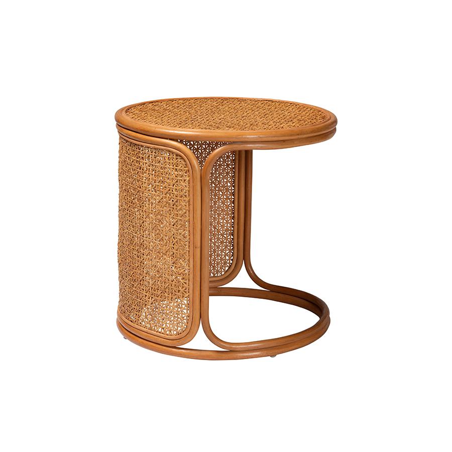 Eldon Bohemian Honey Rattan Large End Table. Picture 1