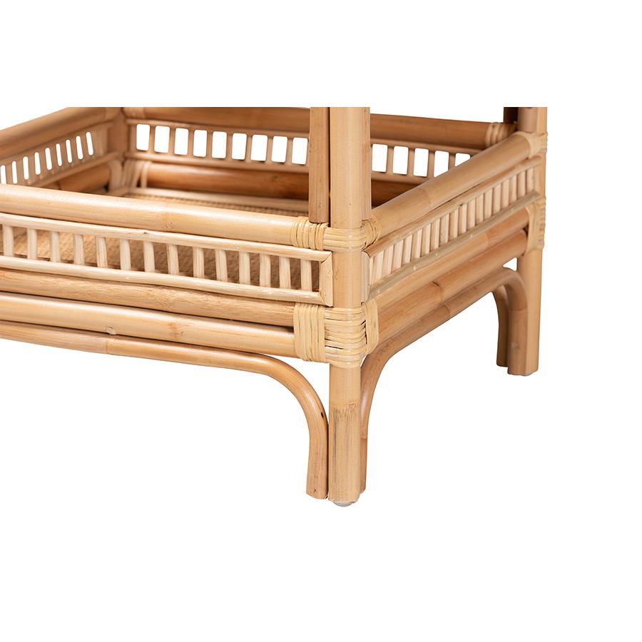 Lombok Modern Bohemian Natural Rattan End Table. Picture 4