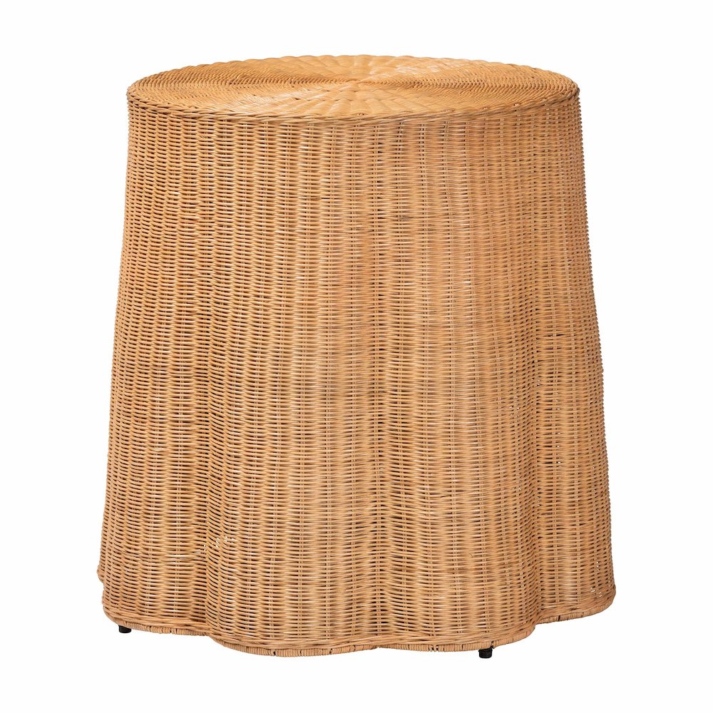 Palm Bohemian Honey Scallop Rattan Console Table. Picture 1