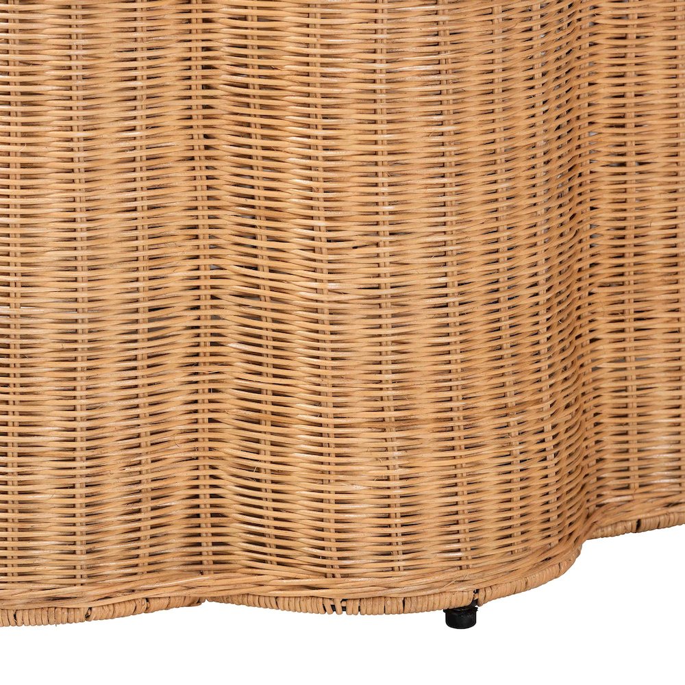 Palm Bohemian Honey Scallop Rattan Console Table. Picture 3