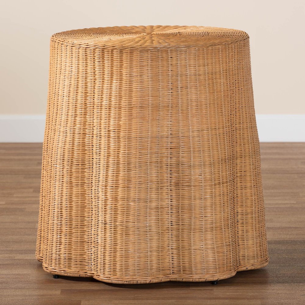 Palm Bohemian Honey Scallop Rattan Console Table. Picture 6
