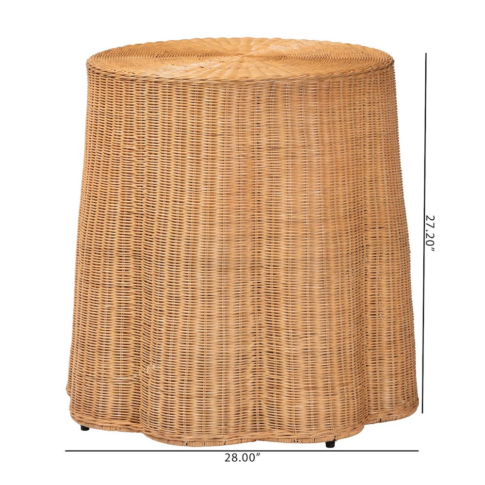 Palm Bohemian Honey Scallop Rattan Console Table. Picture 7