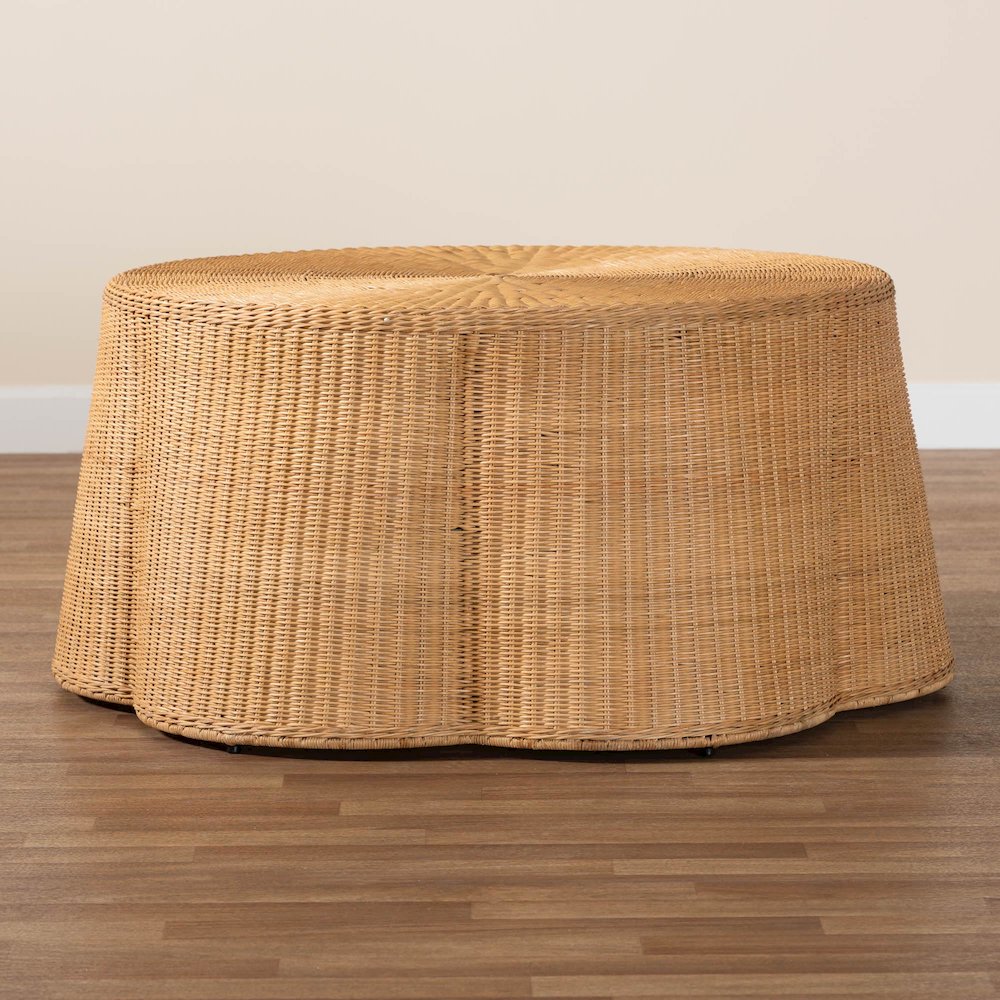 Palm Bohemian Honey Scallop Rattan Coffee Table. Picture 6