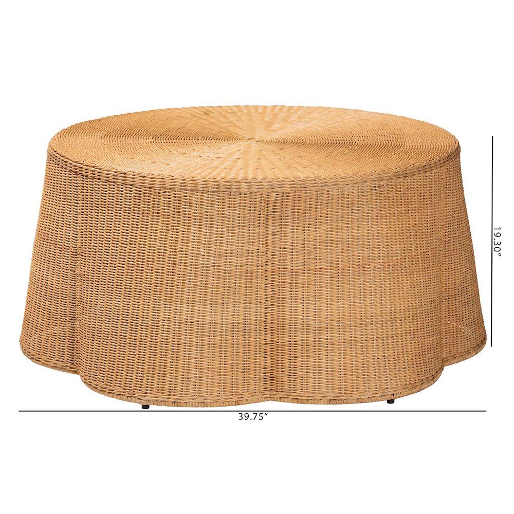Palm Bohemian Honey Scallop Rattan Coffee Table. Picture 7