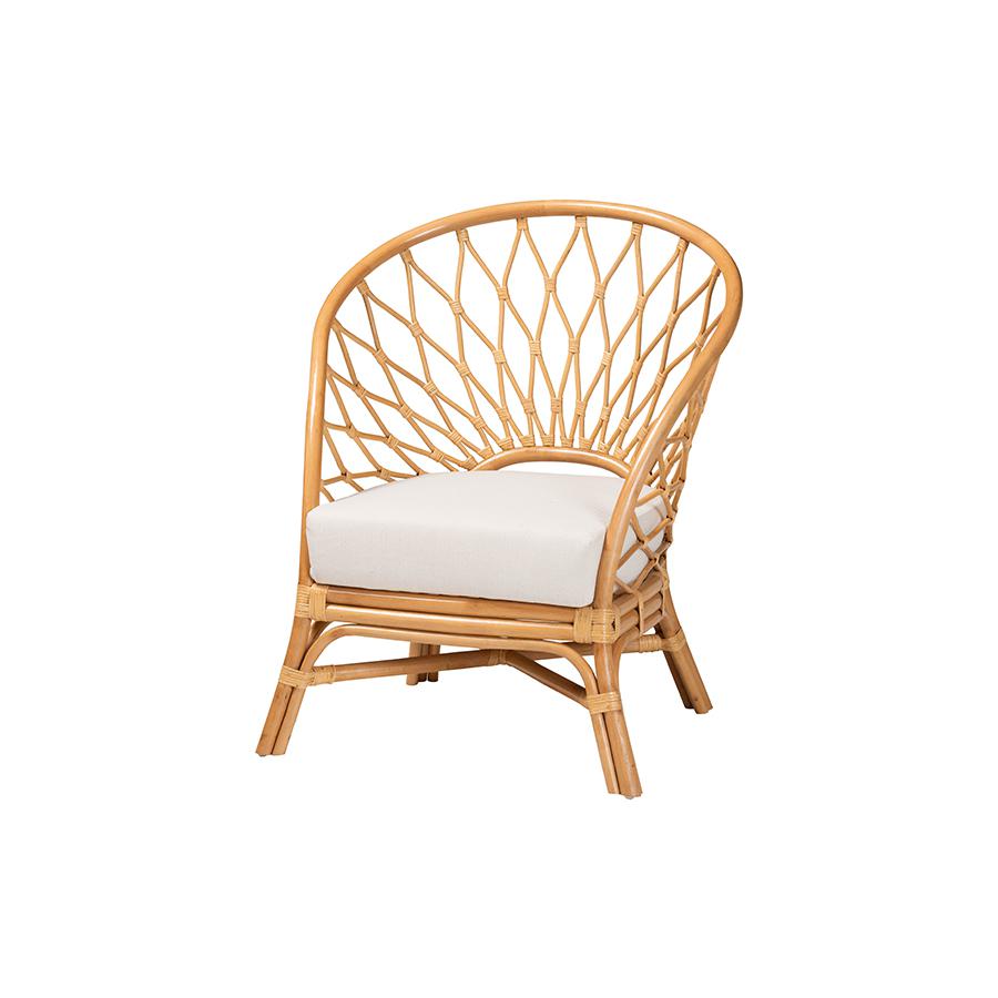 Emmeline Bohemian Honey Rattan Accent Chair. Picture 1