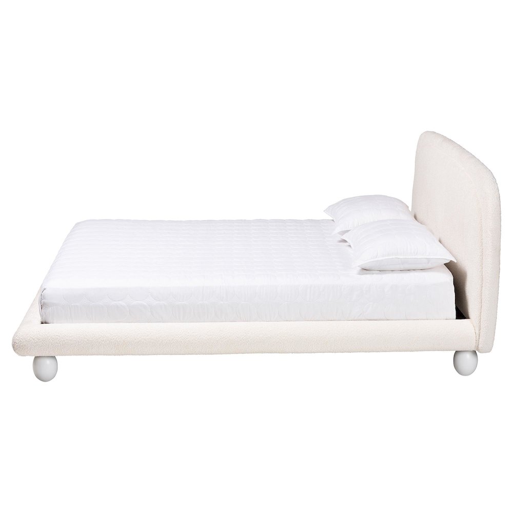 Eladio Modern Luxe Ivory Boucle Fabric Queen Size Bed. Picture 2