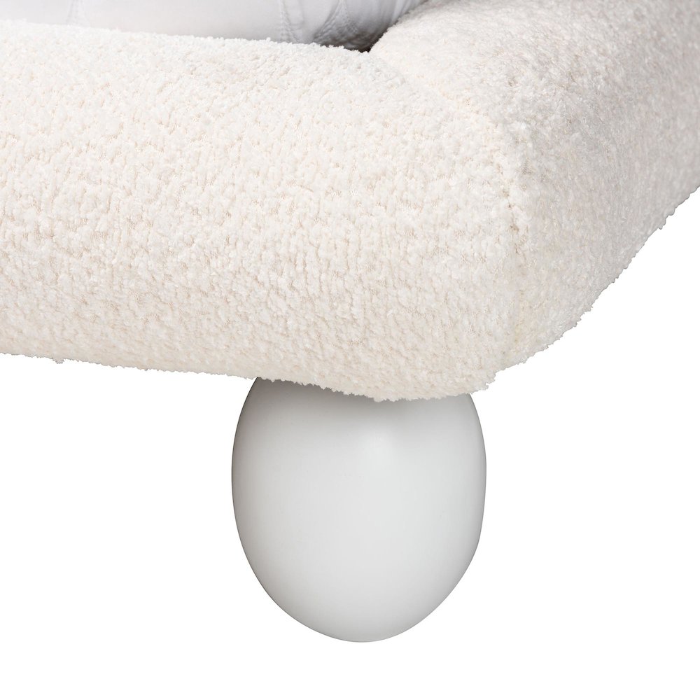Eladio Modern Luxe Ivory Boucle Fabric Queen Size Bed. Picture 5