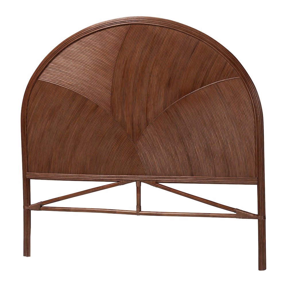 Seana Bohemian Dark Brown Rattan Queen Size Standalone Headboard. Picture 1