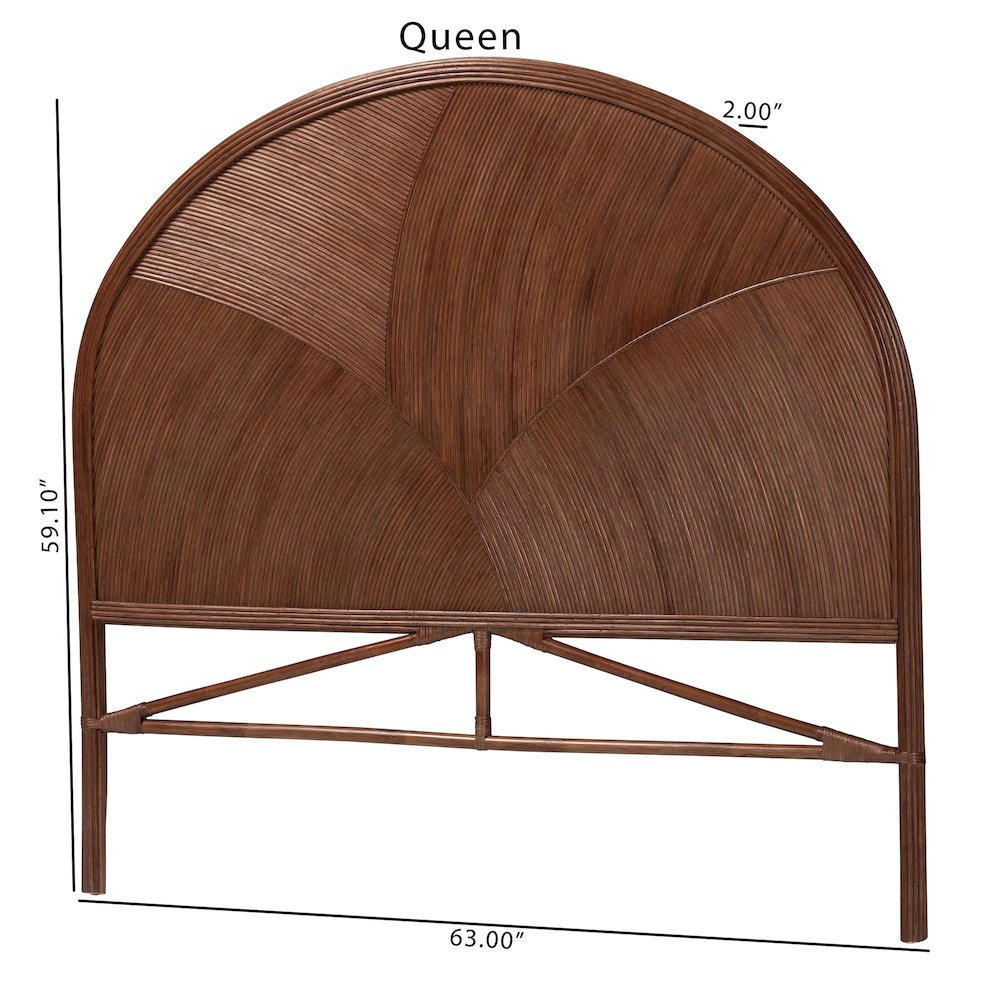 Seana Bohemian Dark Brown Rattan Queen Size Standalone Headboard. Picture 7