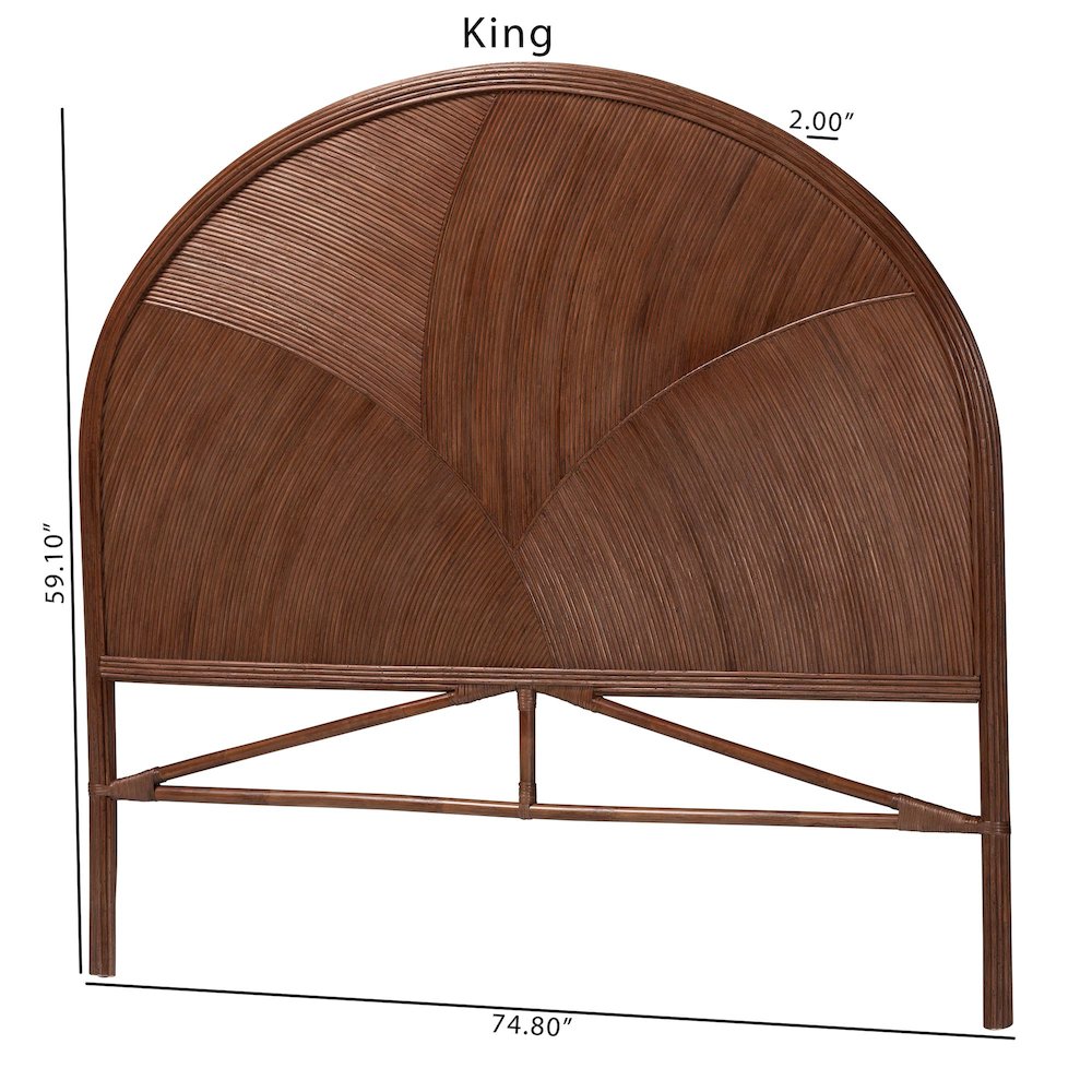 Seana Bohemian Dark Brown Rattan Queen Size Standalone Headboard. Picture 8