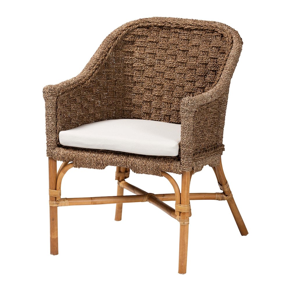 Luis Bohemian Natural Seagrass and Rattan Arm Chair. Picture 1