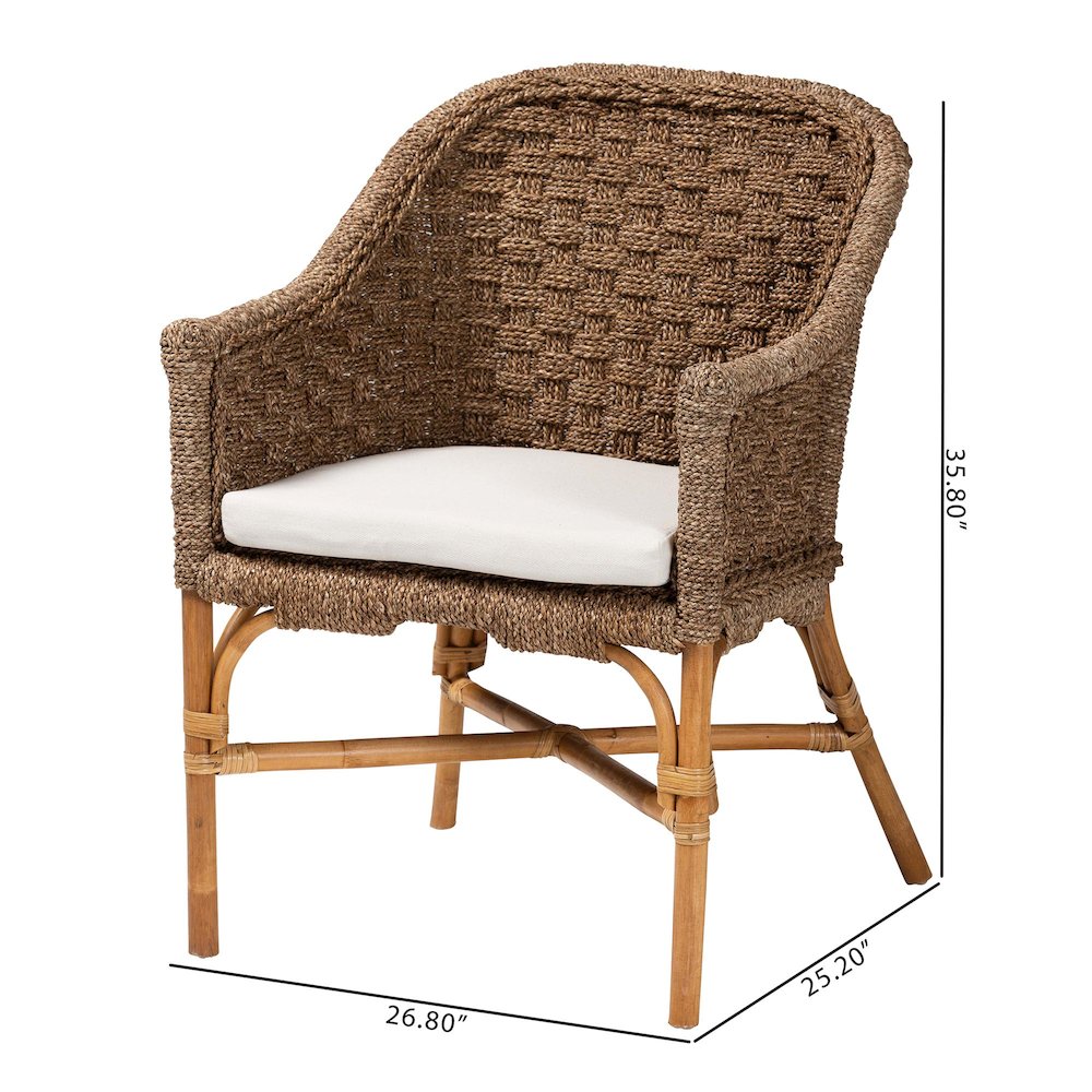 Luis Bohemian Natural Seagrass and Rattan Arm Chair. Picture 10