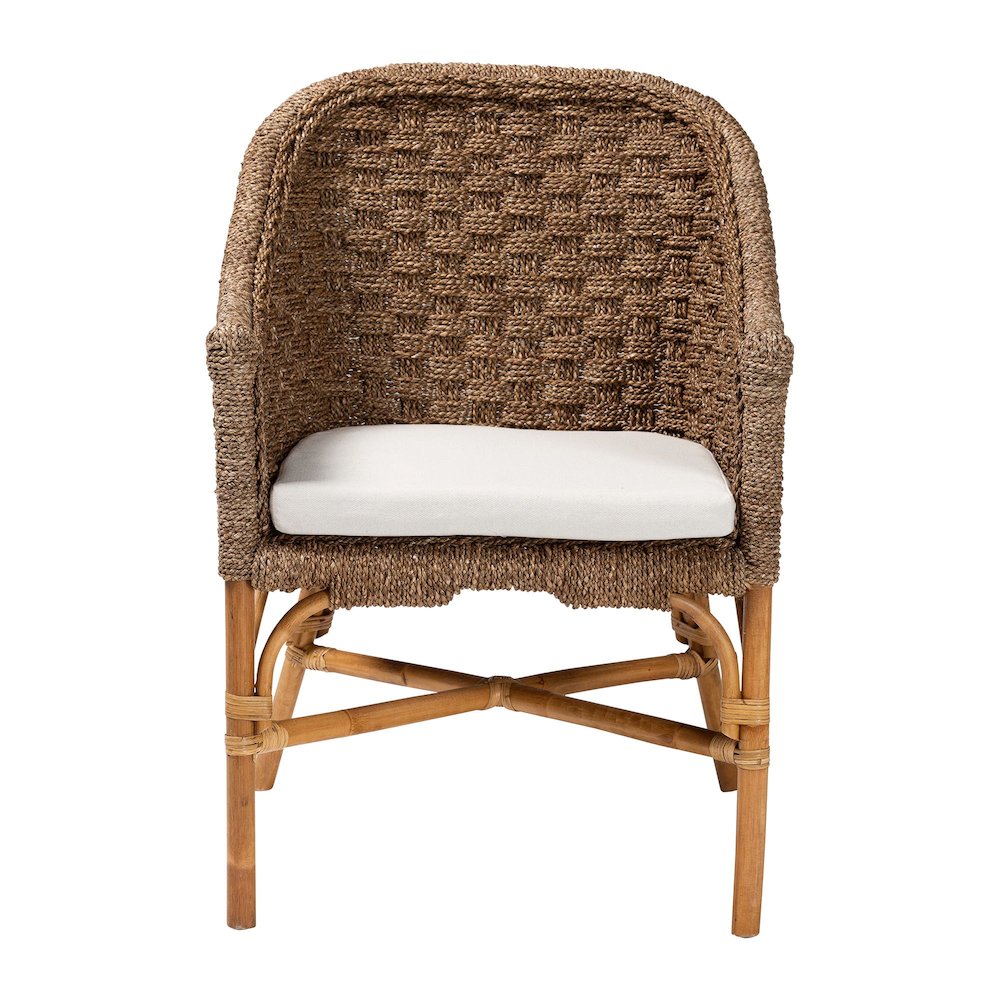 Luis Bohemian Natural Seagrass and Rattan Arm Chair. Picture 2