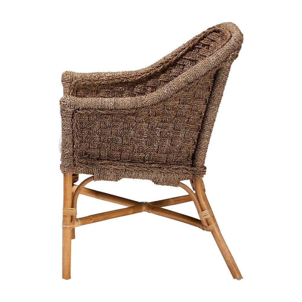 Luis Bohemian Natural Seagrass and Rattan Arm Chair. Picture 3