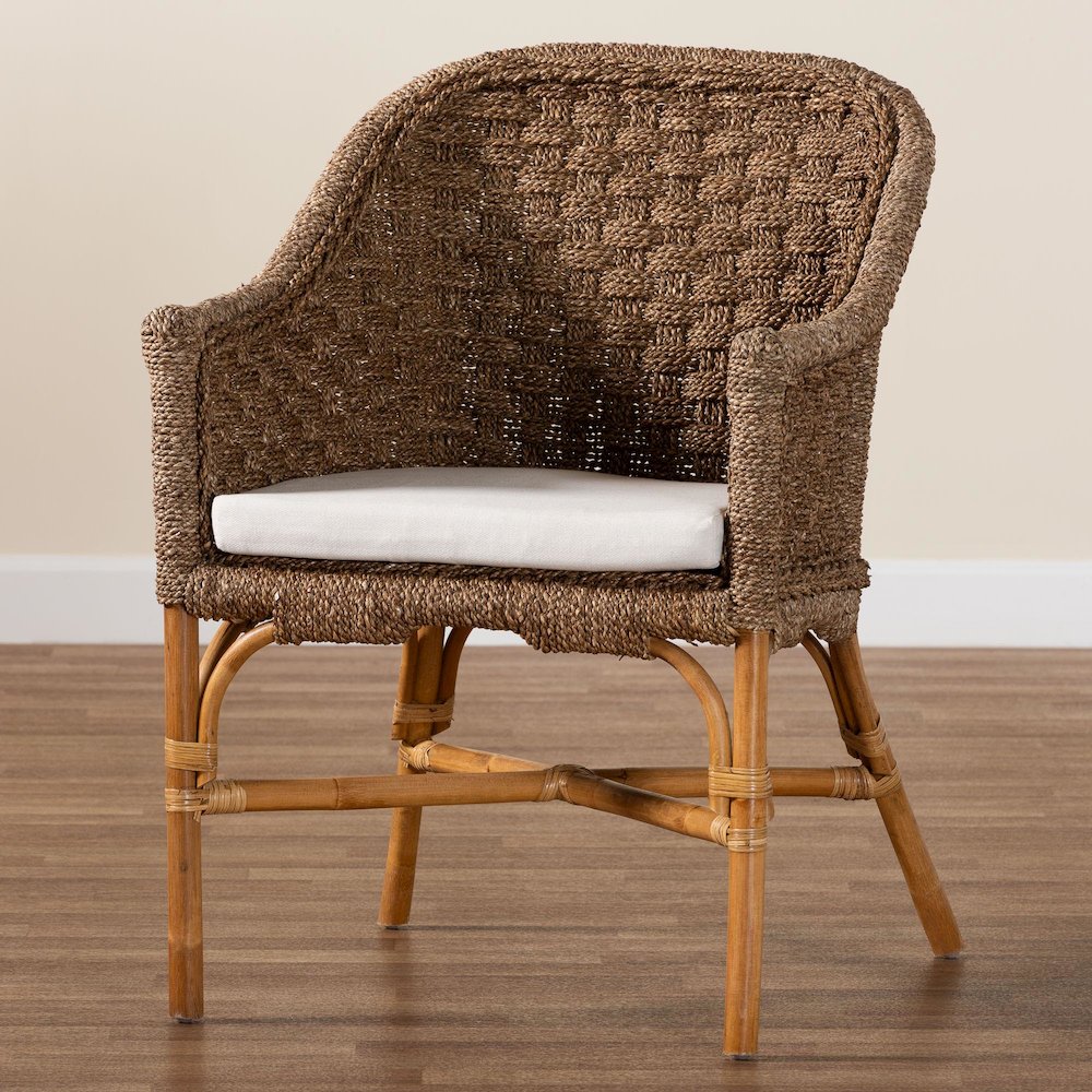 Luis Bohemian Natural Seagrass and Rattan Arm Chair. Picture 9
