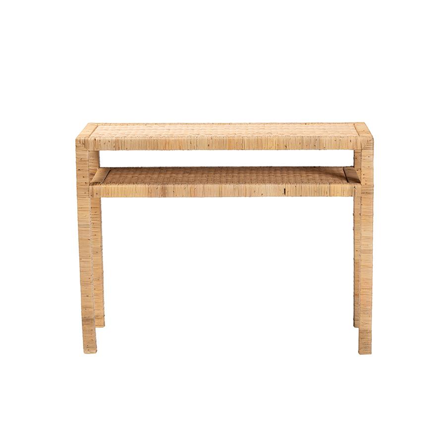 Kalimantan Bohemian Light Honey Rattan and Acacia Wood Console Table. Picture 2