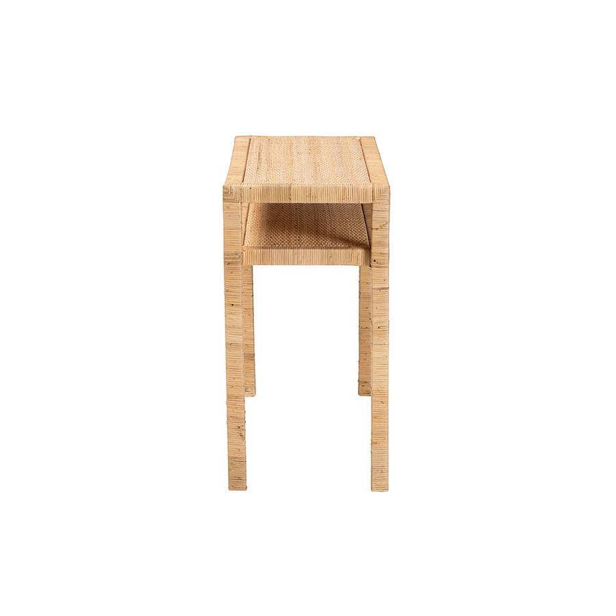 Kalimantan Bohemian Light Honey Rattan and Acacia Wood Console Table. Picture 3