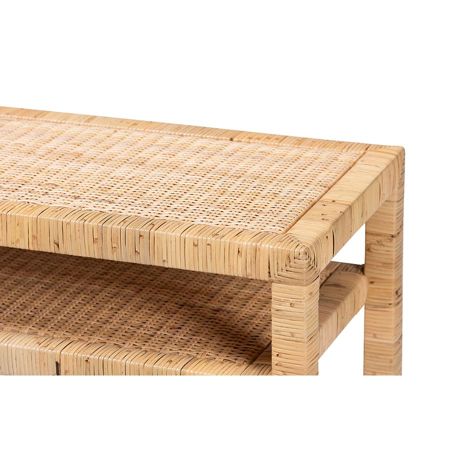 Kalimantan Bohemian Light Honey Rattan and Acacia Wood Console Table. Picture 4