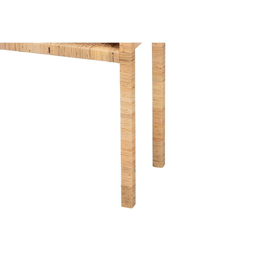 Kalimantan Bohemian Light Honey Rattan and Acacia Wood Console Table. Picture 5