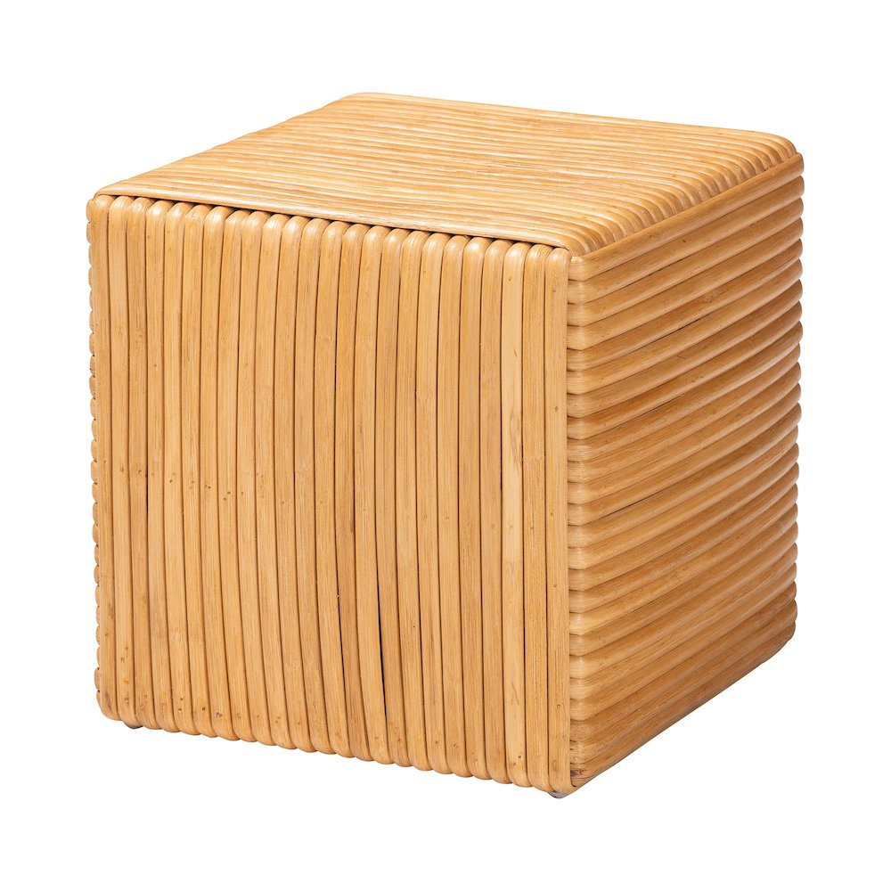 bali & pari Karina Bohemian Light Honey Rattan Footstool. Picture 1