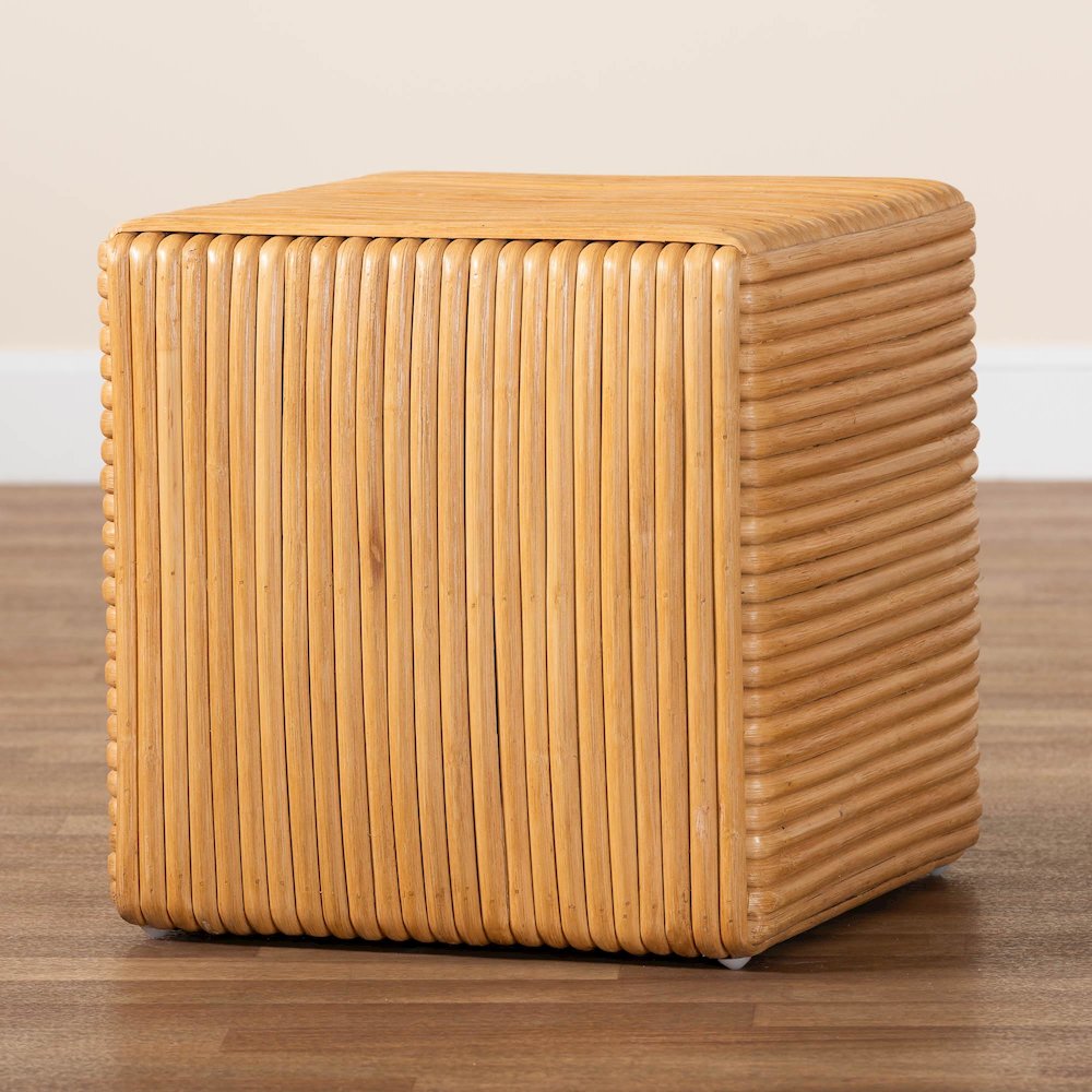 bali & pari Karina Bohemian Light Honey Rattan Footstool. Picture 6