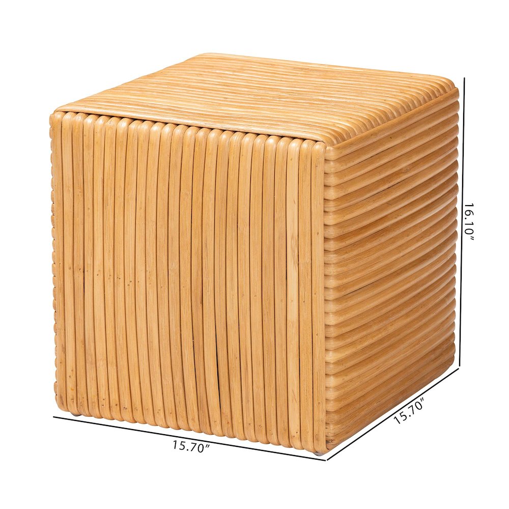 bali & pari Karina Bohemian Light Honey Rattan Footstool. Picture 5