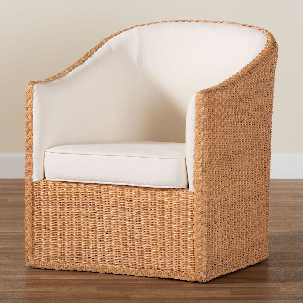 Tessa Bohemian Light Honey Rattan Arm Chair. Picture 9