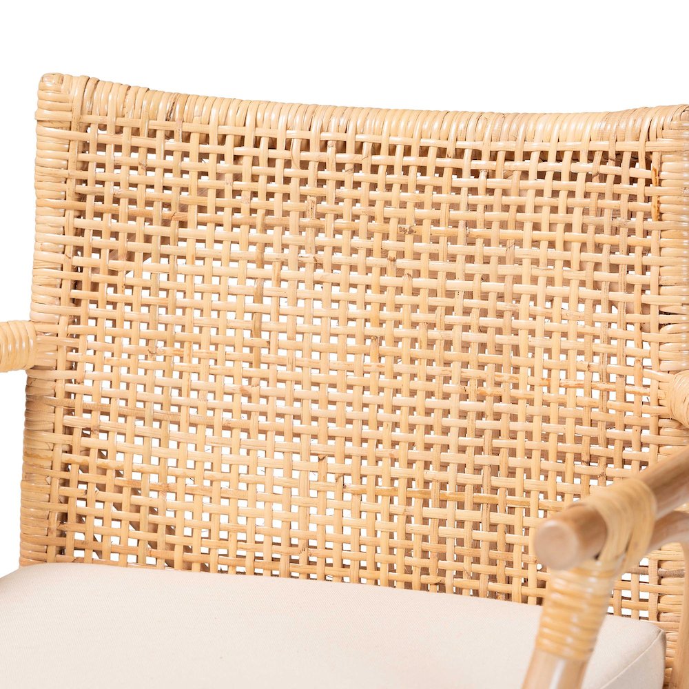 Storsel Bohemian Natural Rattan and Teak Wood 2-Piece Bar Stool Set. Picture 4