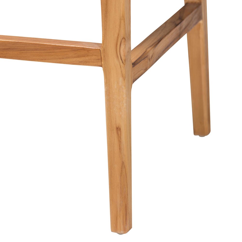 Storsel Bohemian Natural Rattan and Teak Wood 2-Piece Bar Stool Set. Picture 5