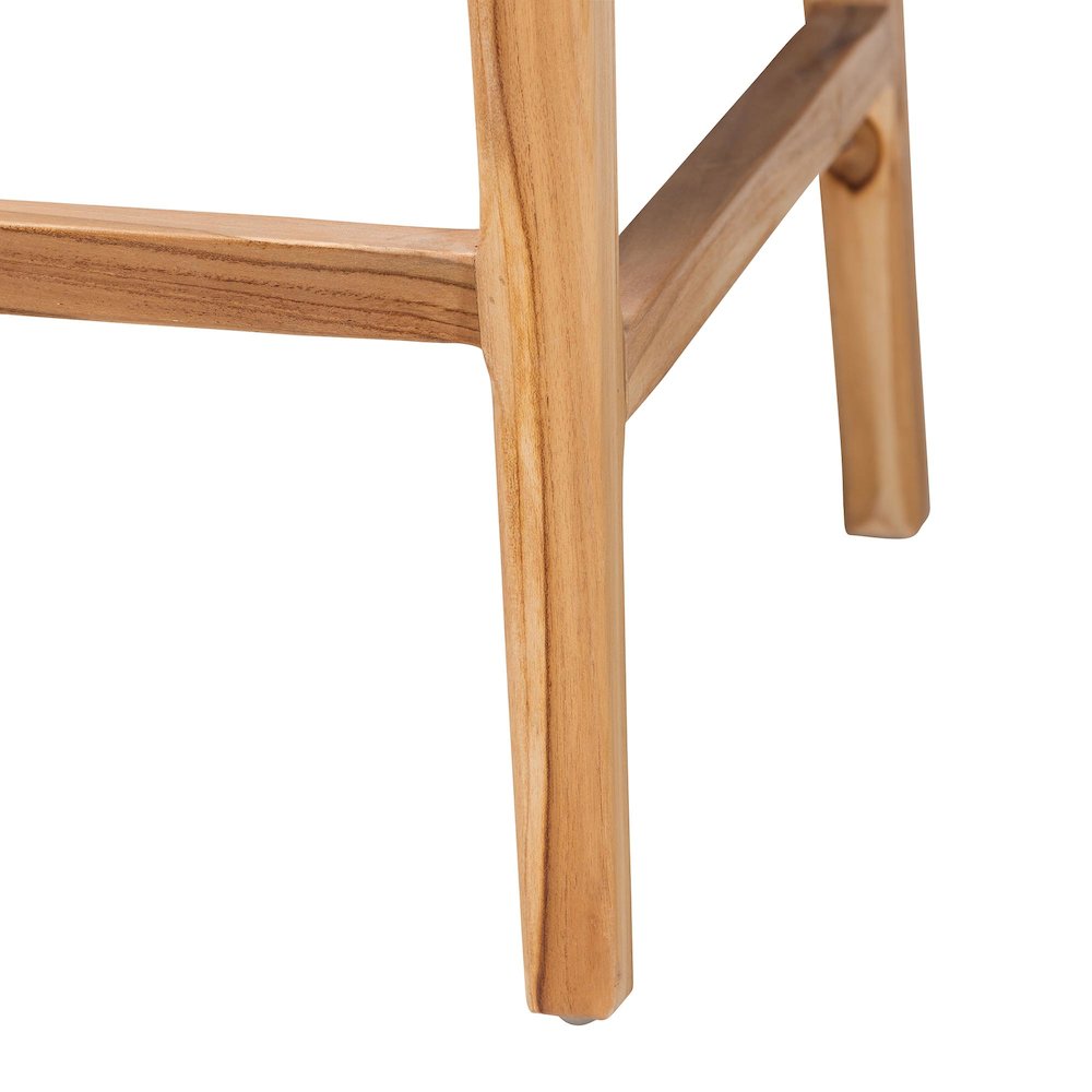 Storsel Bohemian Natural Rattan and Teak Wood 2-Piece Counter Stool Set. Picture 4