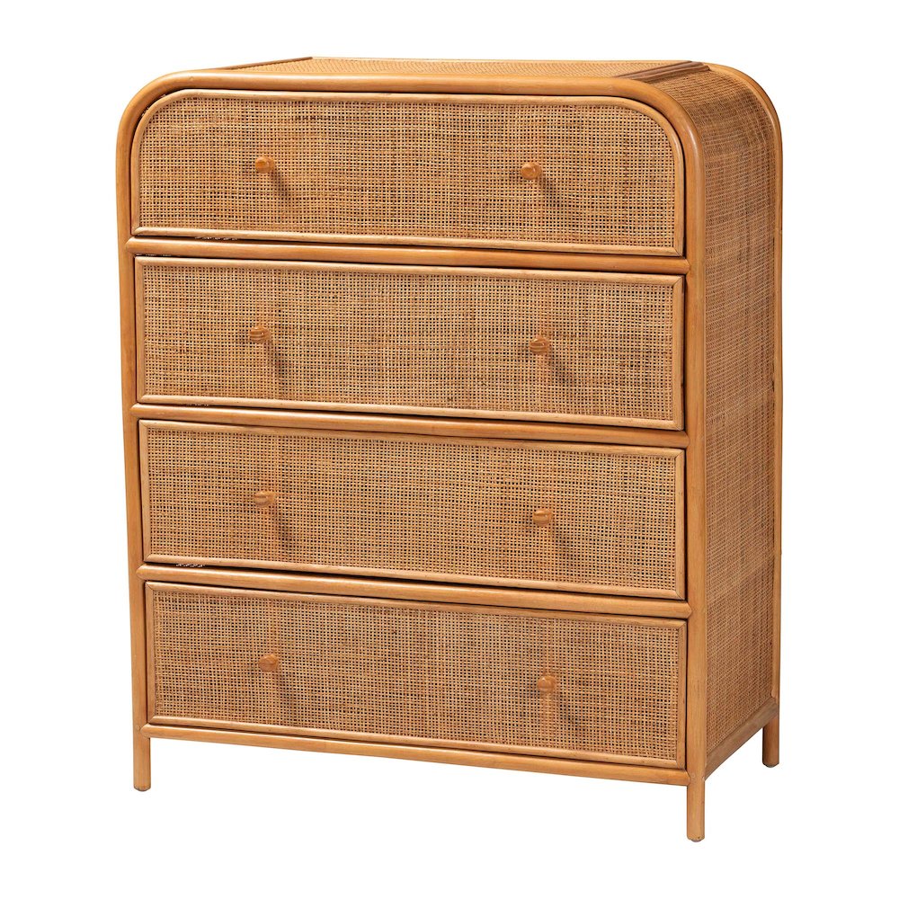 Sampit Natural Rattan 4-Drawer Storage Cabinet - Handwoven Cane Displaying Unit. Picture 2