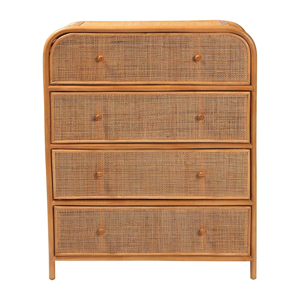 Sampit Natural Rattan 4-Drawer Storage Cabinet - Handwoven Cane Displaying Unit. Picture 3