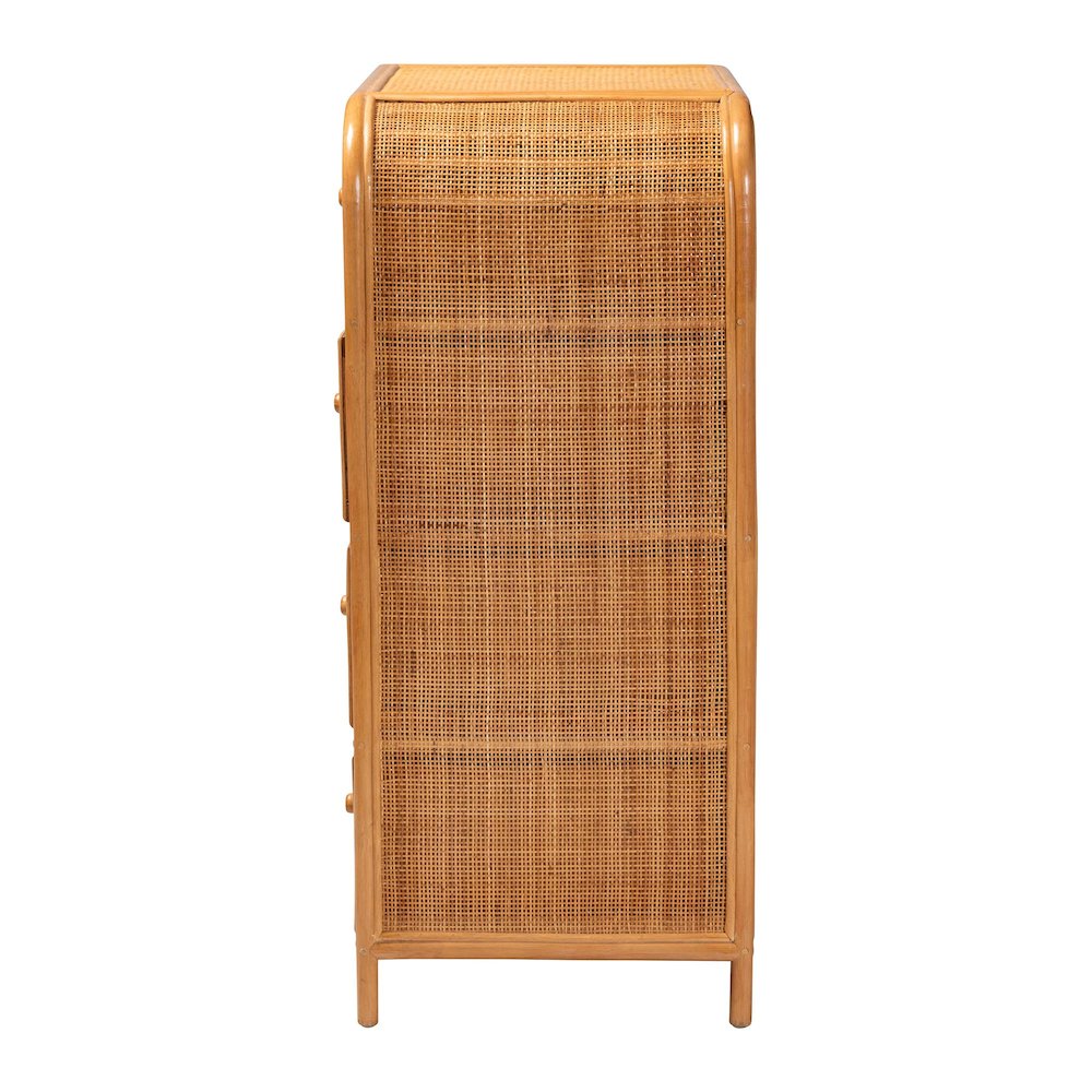 Sampit Natural Rattan 4-Drawer Storage Cabinet - Handwoven Cane Displaying Unit. Picture 4
