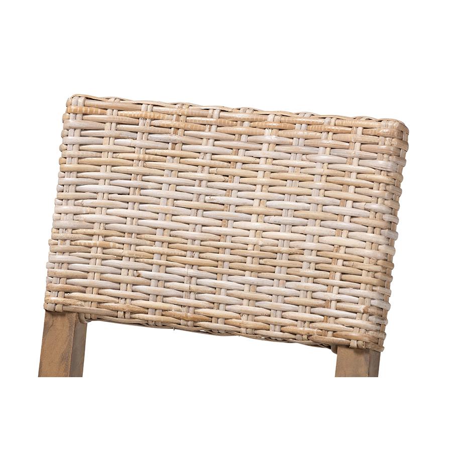 Barossa Bohemian Grey Kubu Rattan and Mahogany Wood Dining Chair. Picture 5
