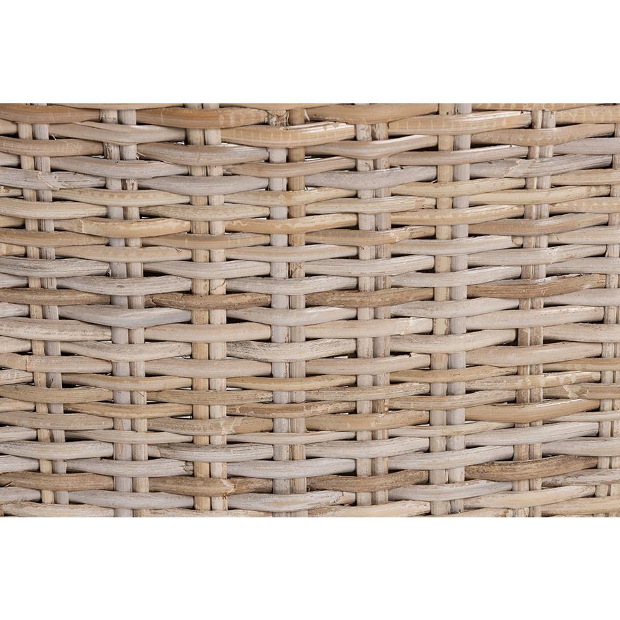 Barossa Bohemian Grey Kubu Rattan and Mahogany Wood Dining Chair. Picture 7