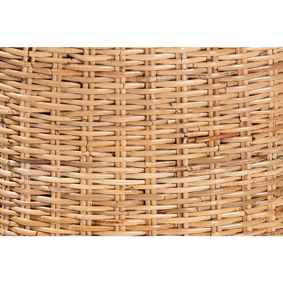 Rowen Bohemian Light Honey Kubu Rattan and Mahogany Wood Dining Chair. Picture 7