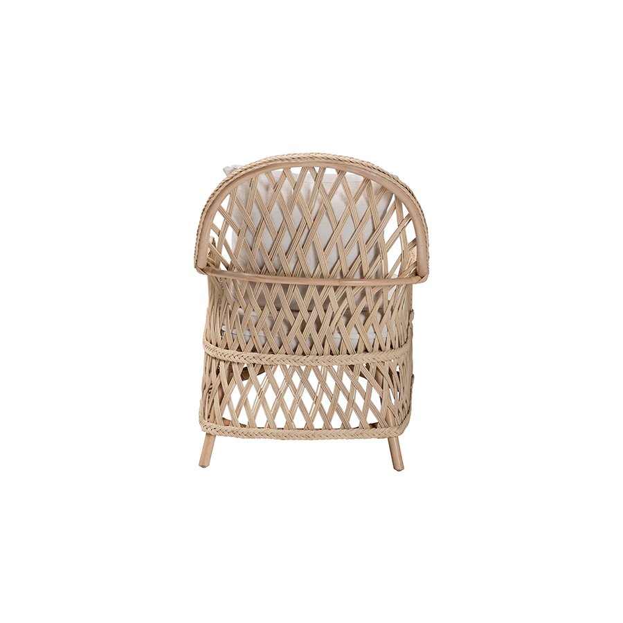 Florence Bohemian Ivory Braided Rattan Arm Chair. Picture 4