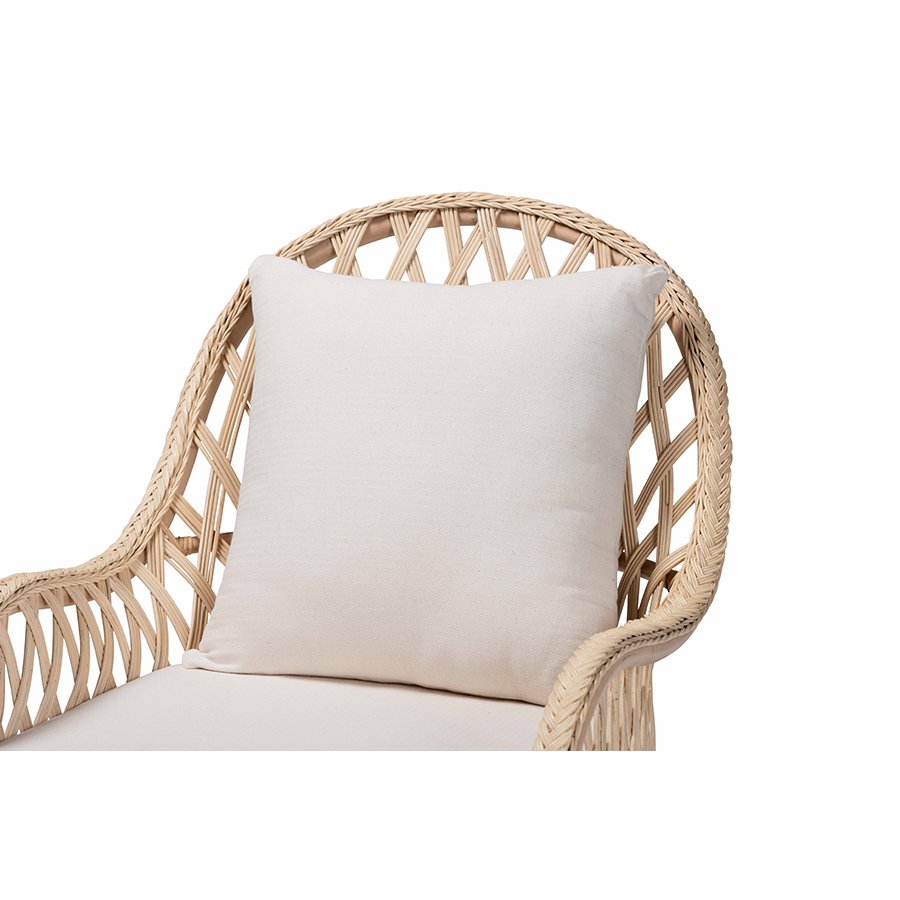 Florence Bohemian Ivory Braided Rattan Arm Chair. Picture 5