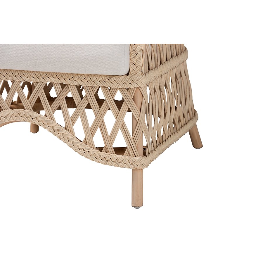 Florence Bohemian Ivory Braided Rattan Arm Chair. Picture 6