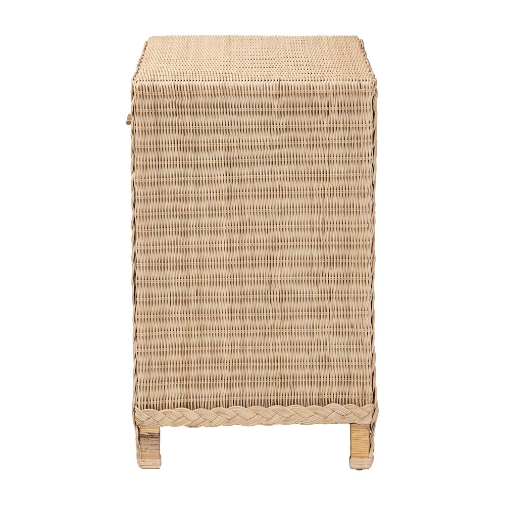 Lanica Japandi Sun Bleached Rattan 2-Drawer Console Table. Picture 4