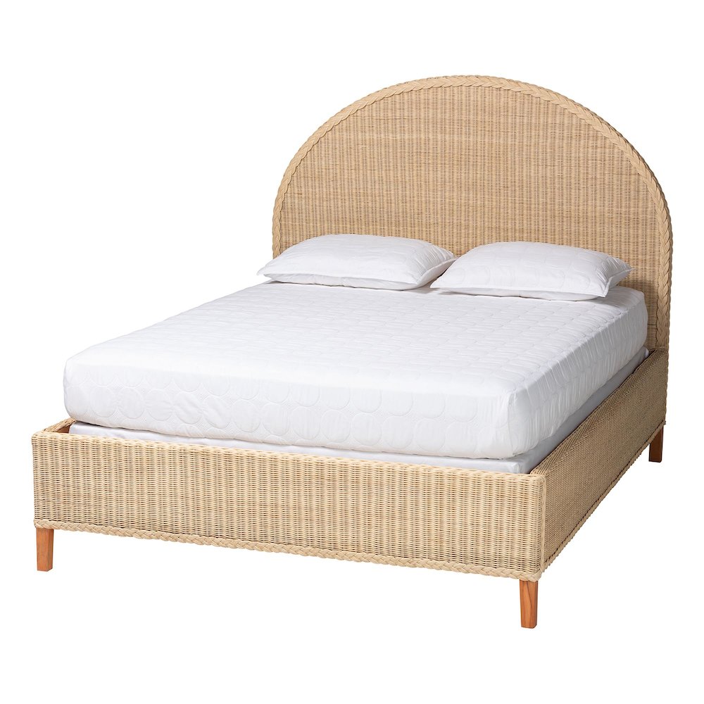 Lanica Japandi Sun-Bleached Braided Rattan Queen Size 4-Piece Bedroom Set. Picture 3