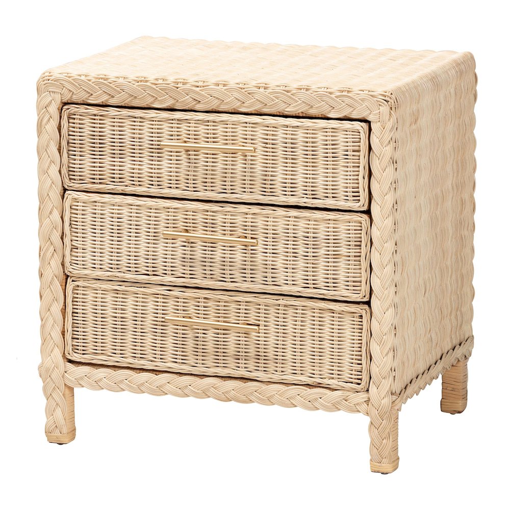 Lanica Japandi Sun-Bleached Braided Rattan Queen Size 4-Piece Bedroom Set. Picture 4
