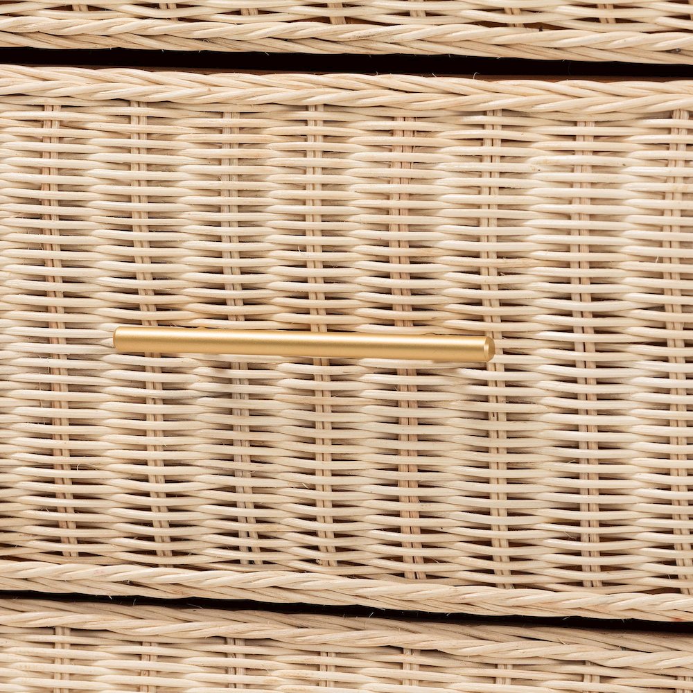 Lanica Japandi Sun-Bleached Braided Rattan Queen Size 4-Piece Bedroom Set. Picture 6
