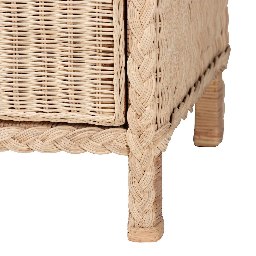 Lanica Japandi Sun-Bleached Braided Rattan Queen Size 4-Piece Bedroom Set. Picture 7