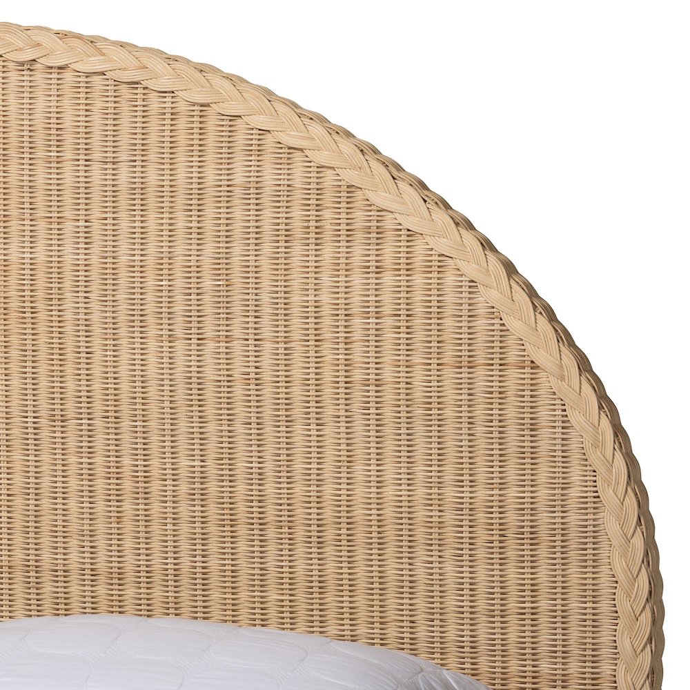 Lanica Japandi Sun-Bleached Braided Rattan Queen Size 4-Piece Bedroom Set. Picture 8